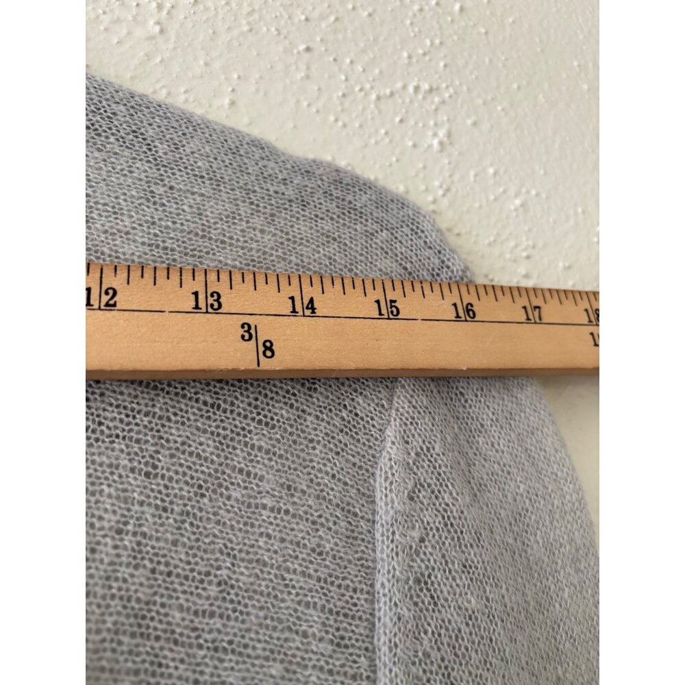Loft Gray Open-Front Knit Cardigan Sweater L Lace Detail Long Sleeve - Picture 6 of 16